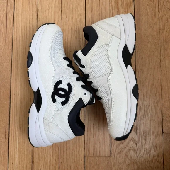 HTF Chanel Rev Sneakers in White and Black US 6 Womens - Picture 3 of 9